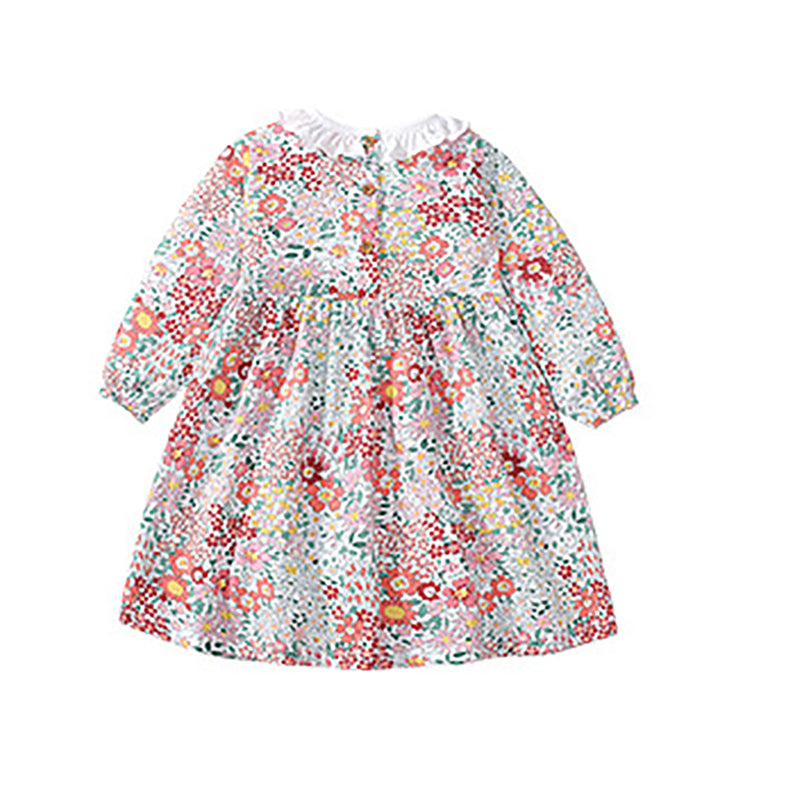 Girls Floral Printed A-Line Midi Dress