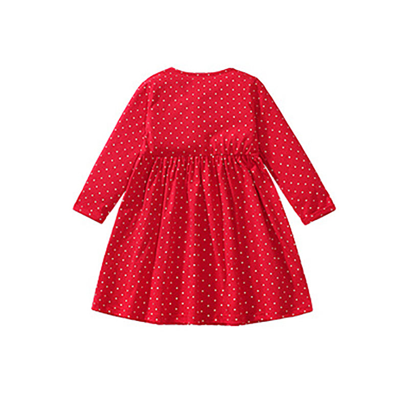 Girls Polka Dot Printed A-Line Midi Dress