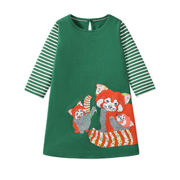 Girls Striped A-Line Midi Dress