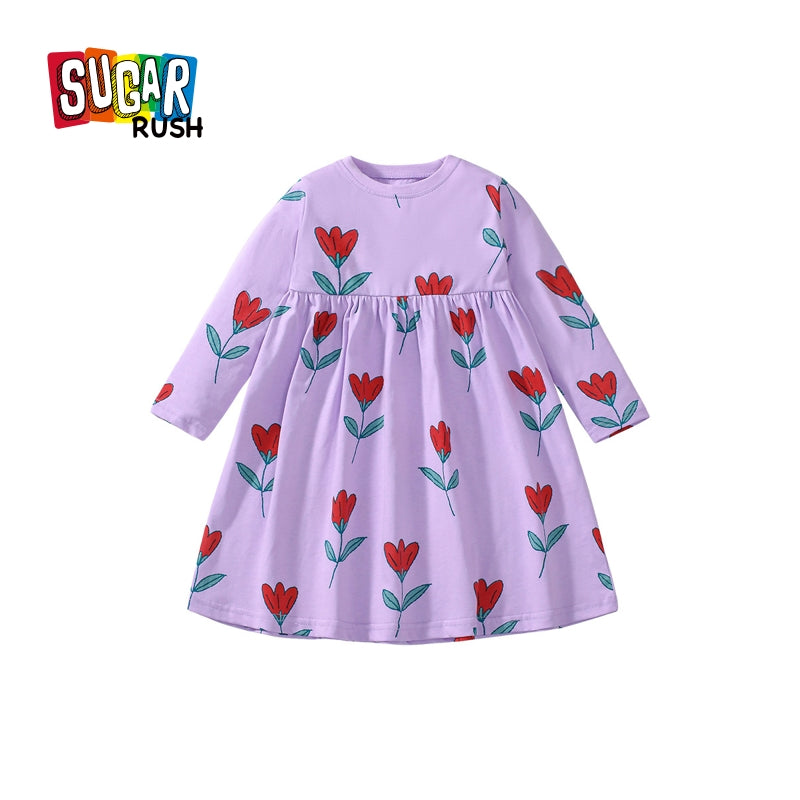 Girls Floral Printed A-Line Dress