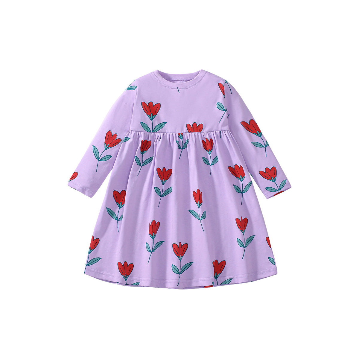 Girls Floral Printed A-Line Dress