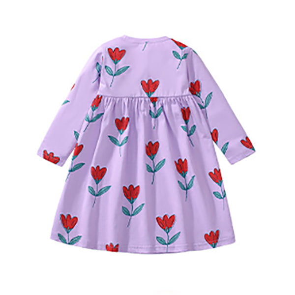 Girls Floral Printed A-Line Dress