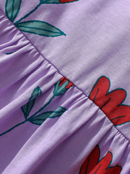 Girls Floral Printed A-Line Dress