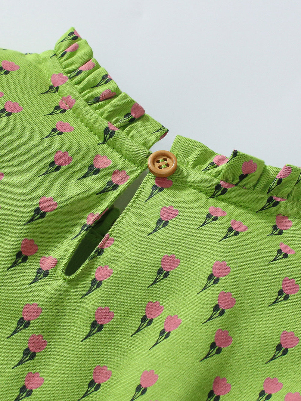 Girls Floral Printed Cotton A-Line Knee Length Dress