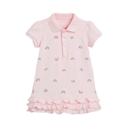 Girls Pink Conversational Printed T-shirt Dress