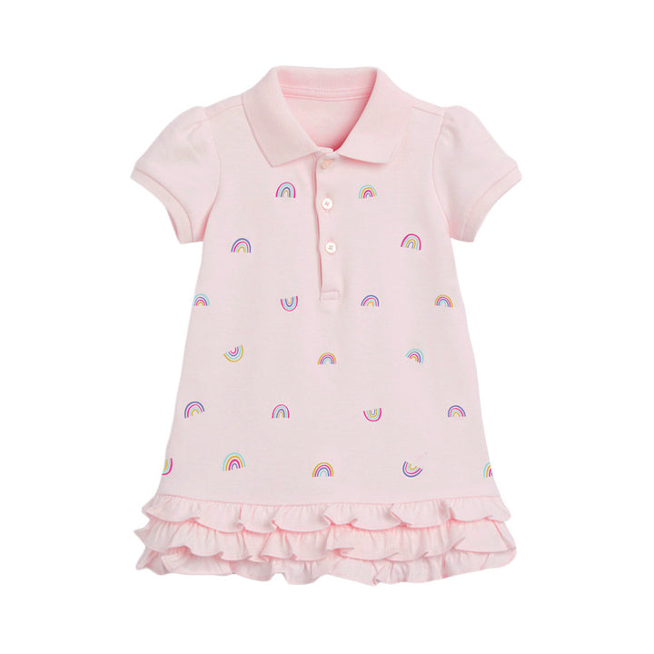 Girls Pink Conversational Printed T-shirt Dress