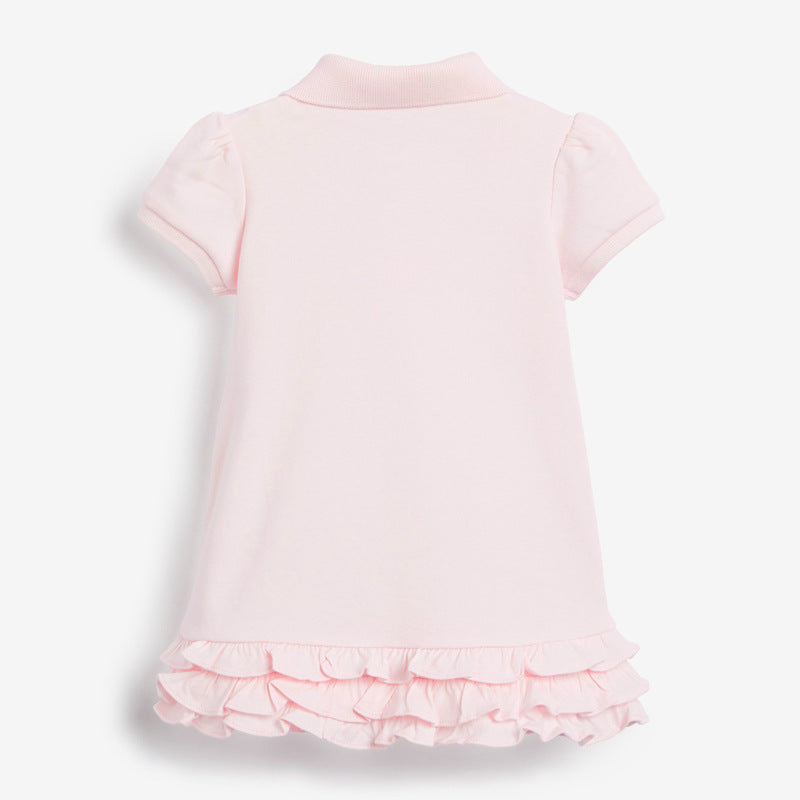 Girls Pink Conversational Printed T-shirt Dress