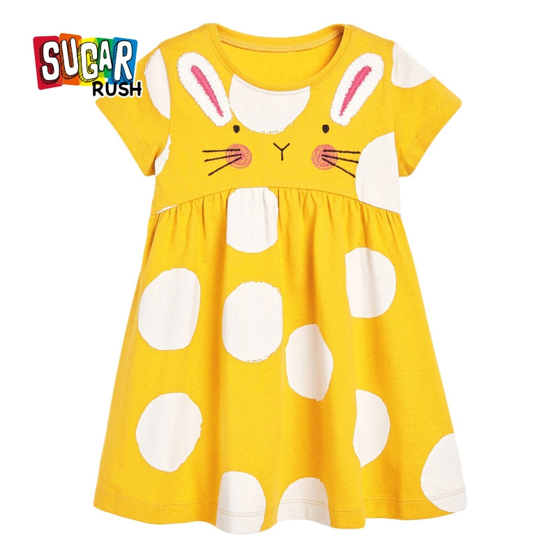 Girls Yellow & White Print Fit & Flare Maxi Dress