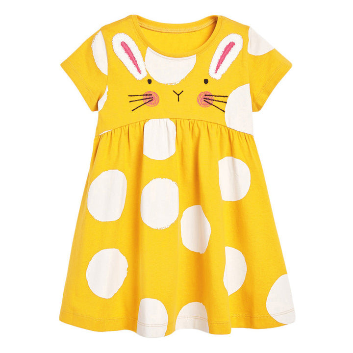 Girls Yellow & White Print Fit & Flare Maxi Dress