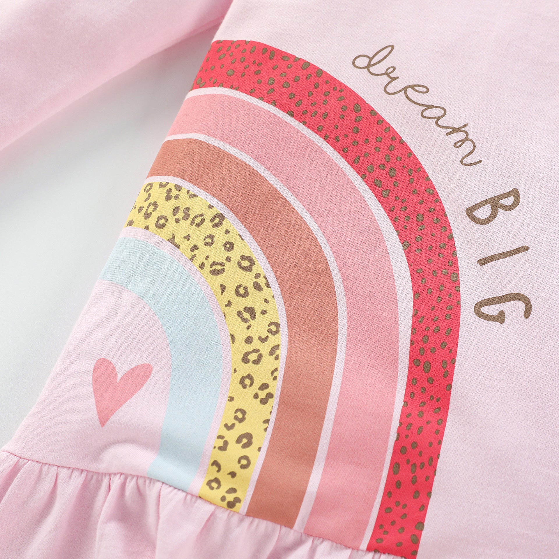 Pink Graphic Print Layered Cotton A-Line Mini Dress