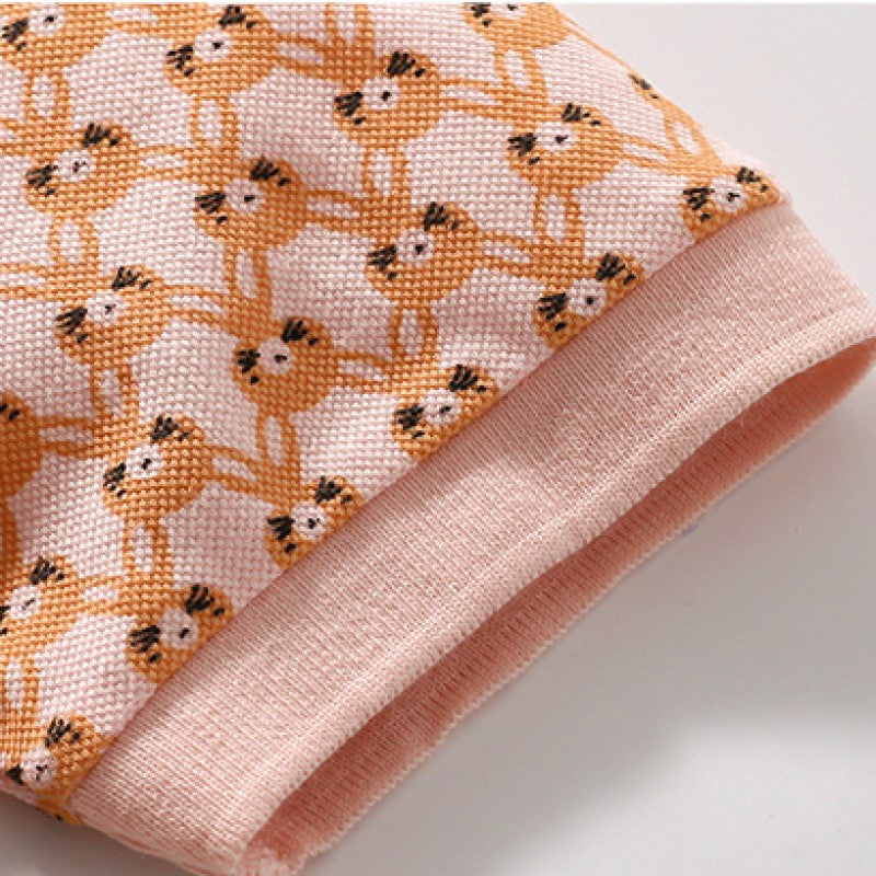 Girls Orange Graphic Printed Cotton A-Line Dress