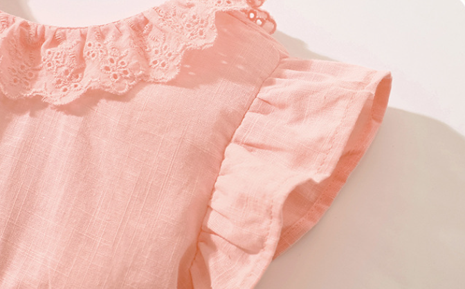 Girls Pink Animal Embroidered Round Neck Fit & Flare Dress