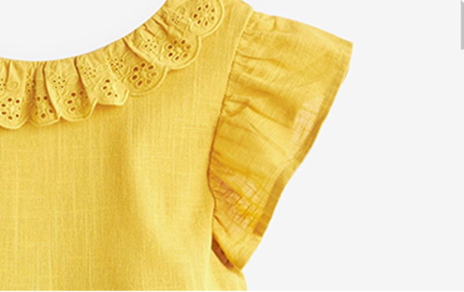 Girls Yellow Graphic Printed Cotton Fit & Flare Mini Dress