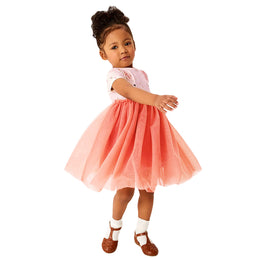 Girls Pink Floral Printed Fit & Flare Cotton Dress