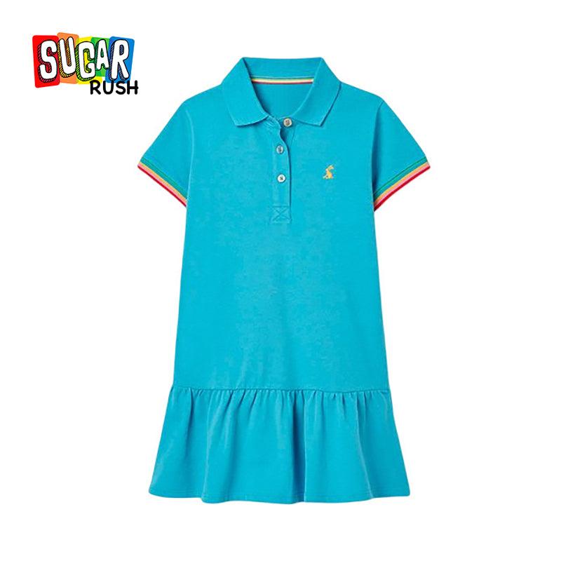 Girls Blue Cotton Layered Tshirt Midi Dress