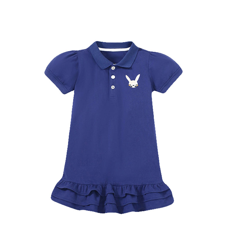 Girls Navy Blue Cotton Shirt Dress