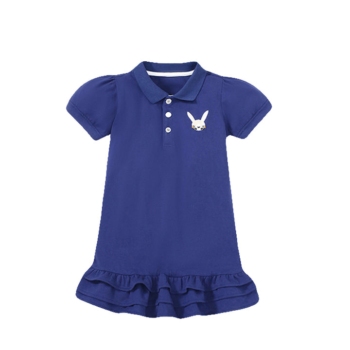 Girls Navy Blue Cotton Shirt Dress