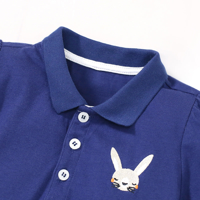 Girls Navy Blue Cotton Shirt Dress