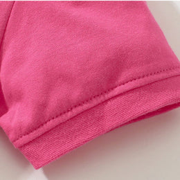 Girls Pink Puff Sleeves Cotton T-Shirt Dress