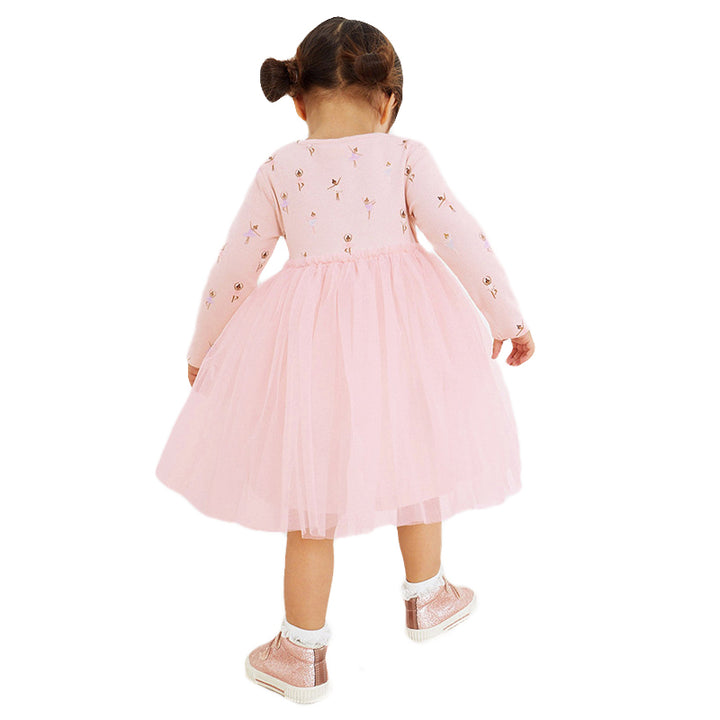 Pink Ribbed Cotton Fit and Flare Dress