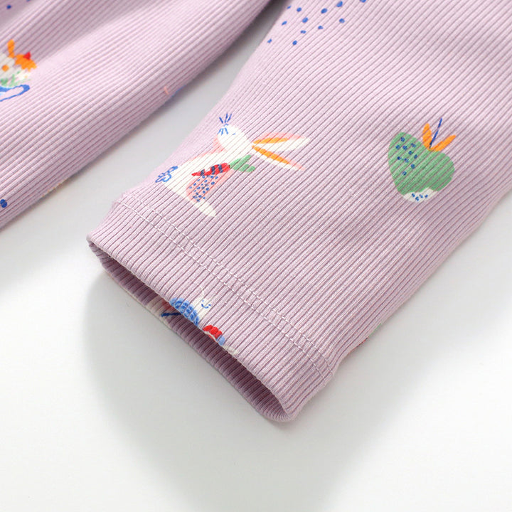 Girls Conversational Printed Round Neck Long Sleeves Fit & Flare Dress