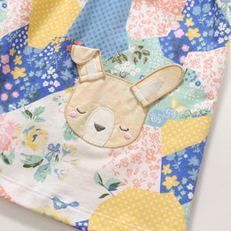 Girls Floral Print Peter Pan Collar Long Sleeves Cotton A-Line Dress