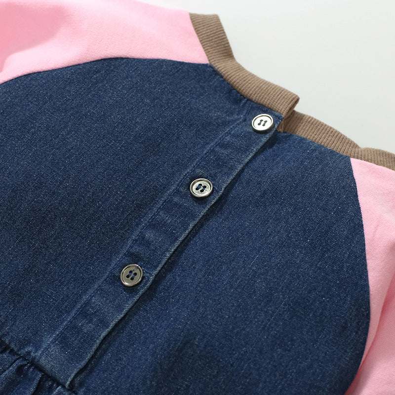 Blue Cotton Denim A-Line Dress
