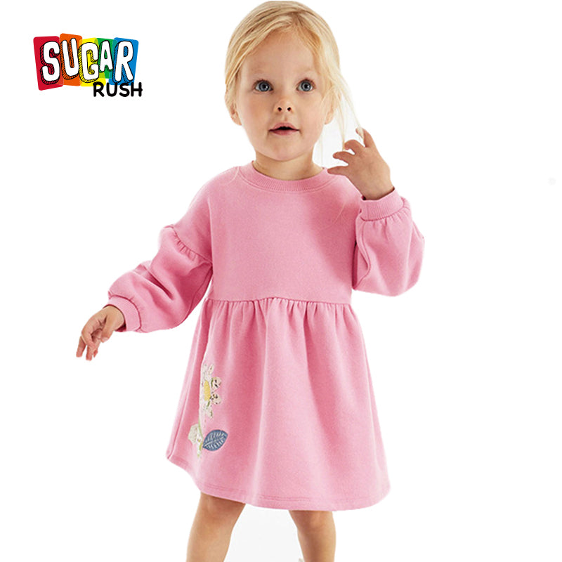 Girls Pink A-Line Cotton Mini Dress