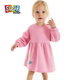 Girls Pink A-Line Cotton Mini Dress