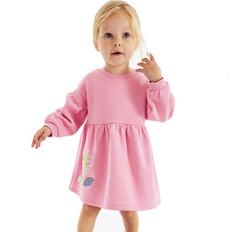 Girls Pink A-Line Cotton Mini Dress