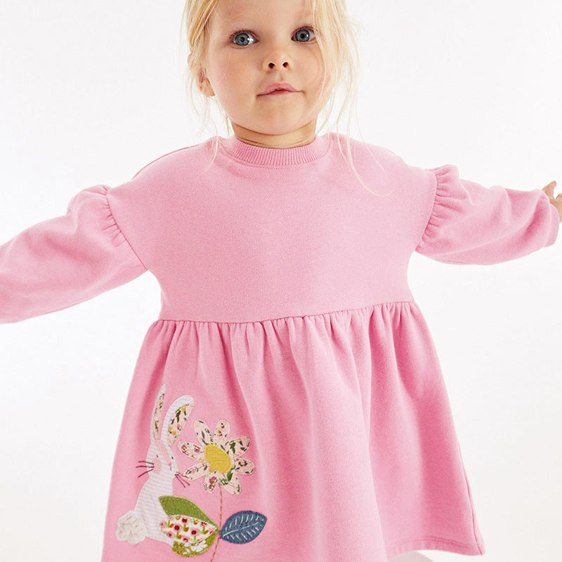 Girls Pink A-Line Cotton Mini Dress