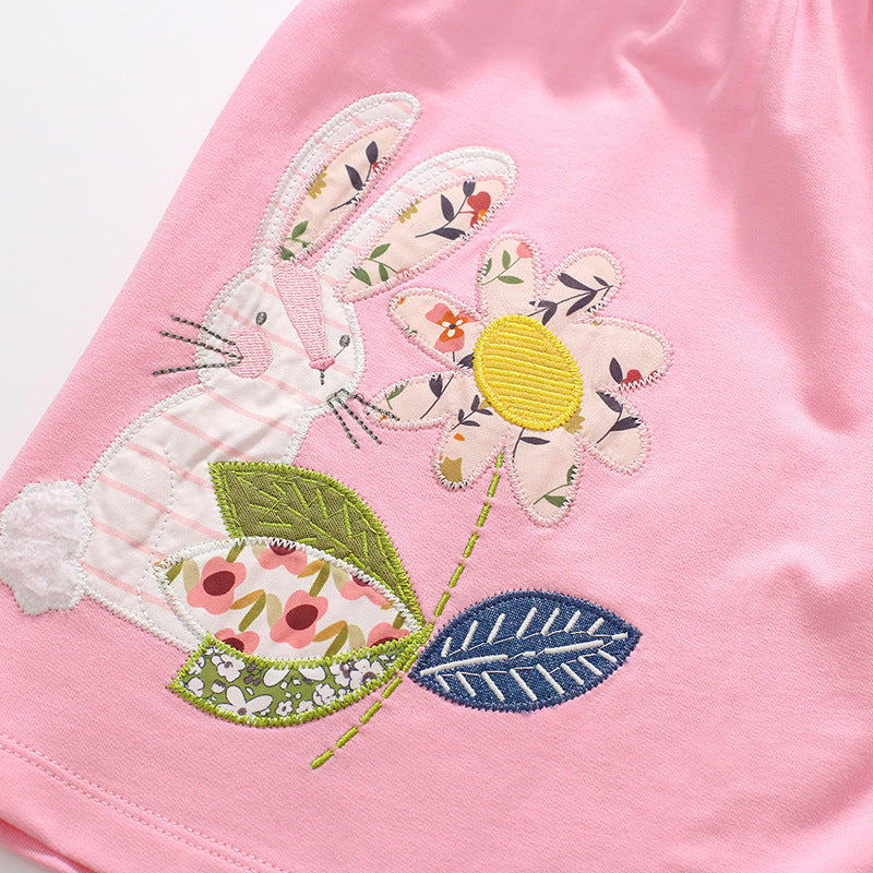 Girls Pink A-Line Cotton Mini Dress