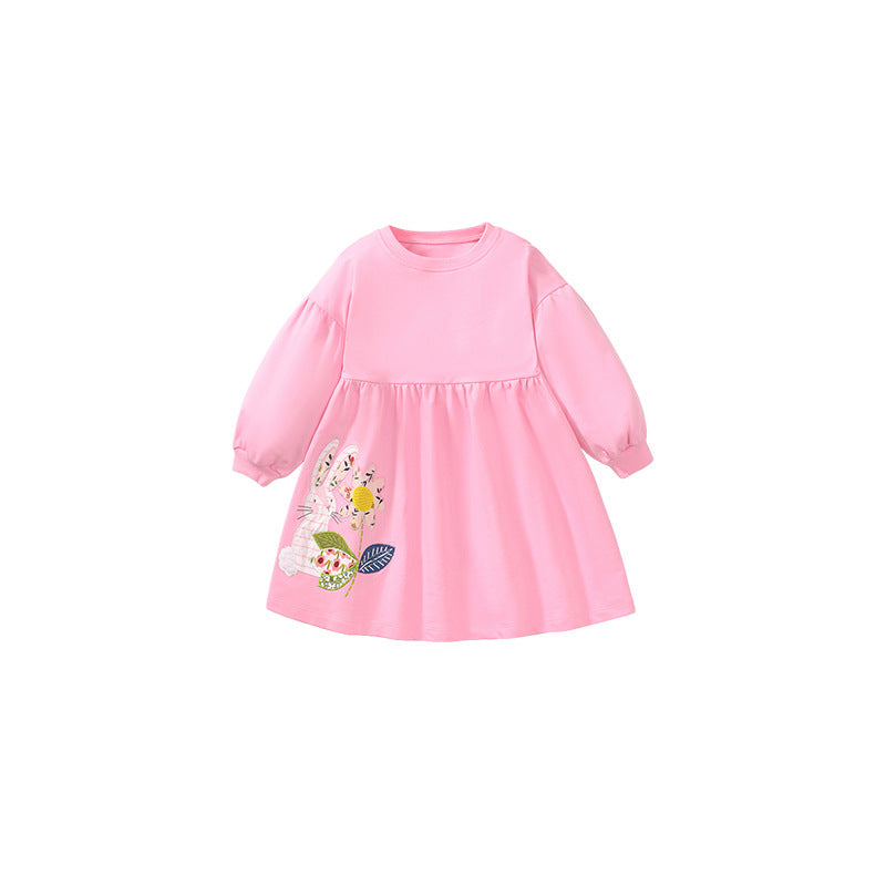 Girls Pink A-Line Cotton Mini Dress