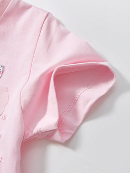 Girls Print Cotton Round Neck Fit and Flare T-shirt Dress