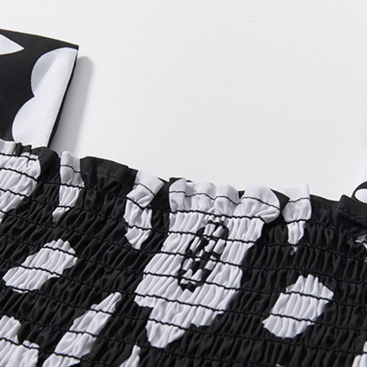 Girls Black & White Floral Print Fit & Flare Dress