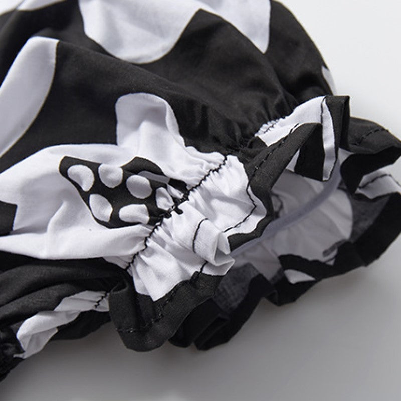 Girls Black & White Floral Print Fit & Flare Dress