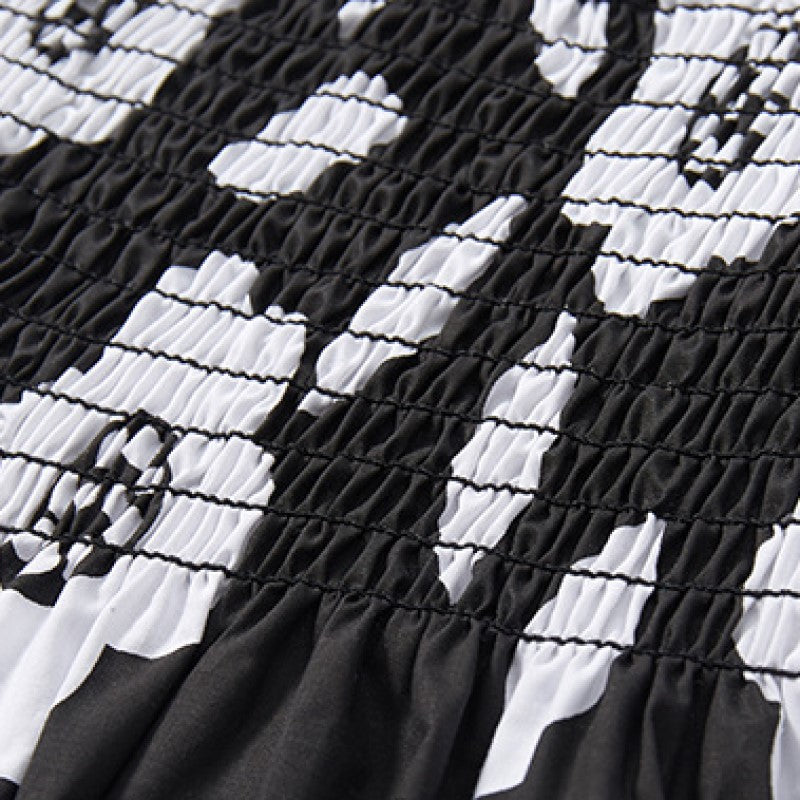 Girls Black & White Floral Print Fit & Flare Dress