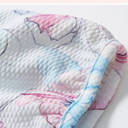 Girls White Floral Printed Peter Pan Collar Cotton A-Line Dress