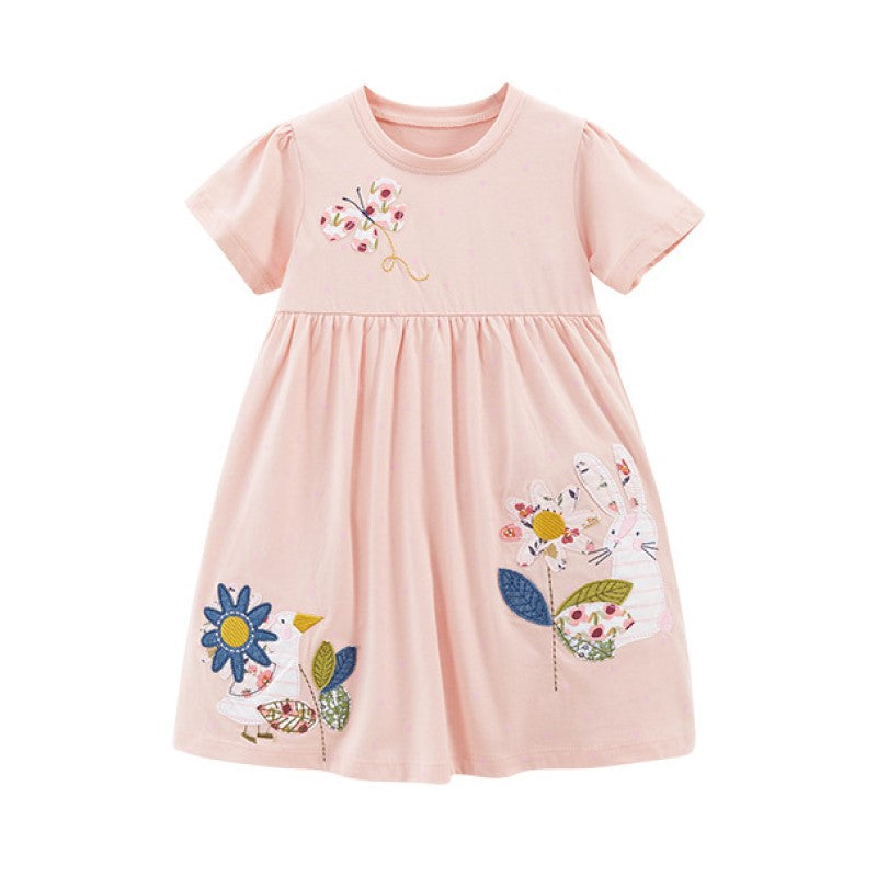 Pink Infant Girls Floral Print Fit & Flare Cotton Dress