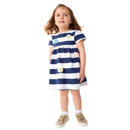 Girls Striped Applique T-shirt Dress