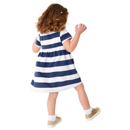Girls Striped Applique T-shirt Dress