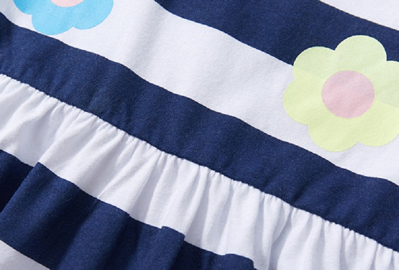 Girls Striped Applique T-shirt Dress