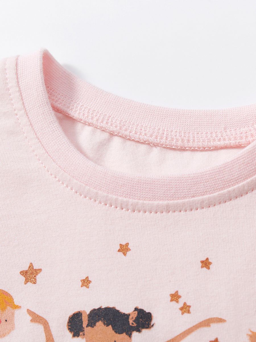 Girls Pink Embellished Cotton Ruffled Fit & Flare Dress