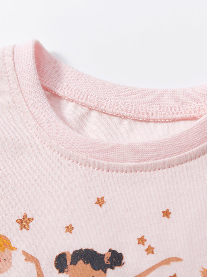 Girls Pink Embellished Cotton Ruffled Fit & Flare Dress