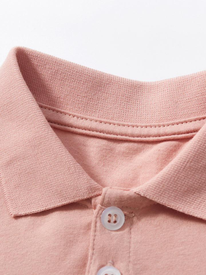 Girls Pink Layered Shirt Collar T-shirt Cotton A-Line Dress