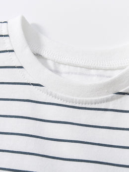 Grey Striped Cotton T-shirt Dress