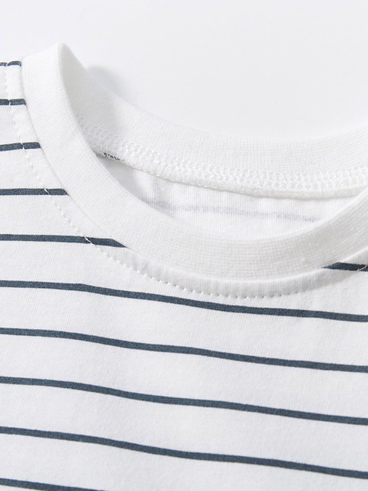 Grey Striped Cotton T-shirt Dress