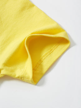 Girls Yellow Graphic Printed Cotton A-Line Dress