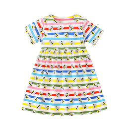 Girls White & Red Conversational Print Cotton Fit & Flare Dress