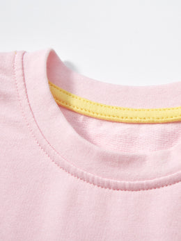 Girls Round neck Short Sleeves Print Fit & Flare Dress